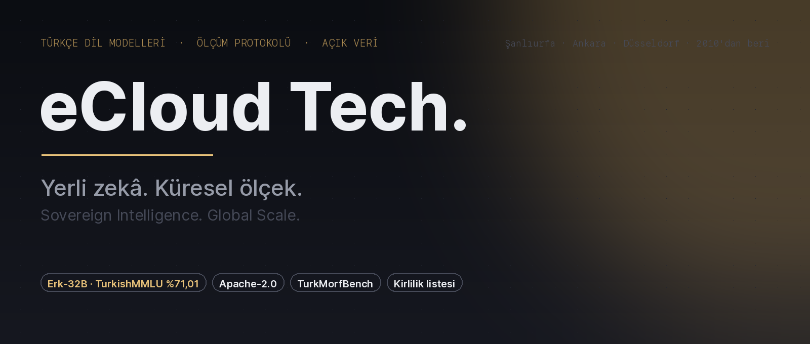 eCloud Tech. — Türkçe dil modelleri, ölçüm protokolü, açık veri