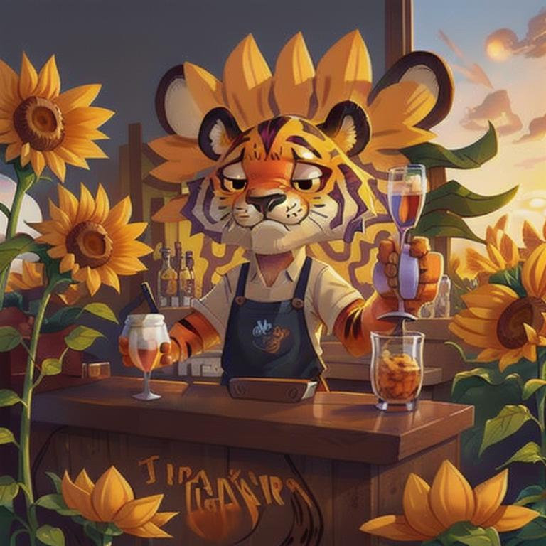 tiger sells sunflowers